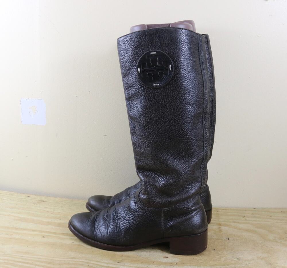 Tory Burch Boots 9M Brown Leather Keaton Riding Pull On Tall Equestrian